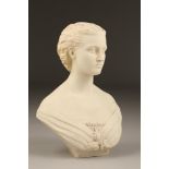 Parian ware figure bust of Alexandria, by Copeland, 32cm high.