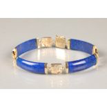 Ladies 14k yellow gold mounted lapis lazuli bracelet, with extra link, 19.5cm long.