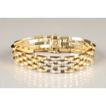 Ladies 18 carat yellow gold bracelet, mounted with 45 small diamonds, weight 42.5g, 20cm long.