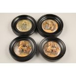 Ten assorted 19th century pot lids, all mounted in circular ebonised frames. Titles include:- Peace,