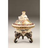 Royal Worcester pot pourri dish and cover, decorated with bamboo shoots and oriental pines, raised