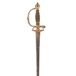 Ⓦ A FRENCH SMALL-SWORD WITH CHISELLED AND GILT IRON HILT^ CIRCA 1740