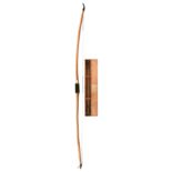 A YEW LONGBOW BY EDWARD MCEWAN^ LONDON AND A CASED SET OF SIX ARROWS BY THOMAS ALDRED^ ARCHERY AND F