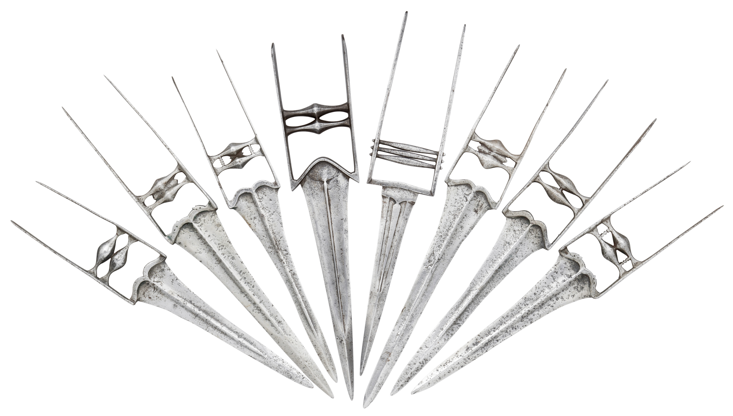 Ⓦ EIGHT INDIAN DAGGERS (KATAR)^ 18TH/19TH CENTURY