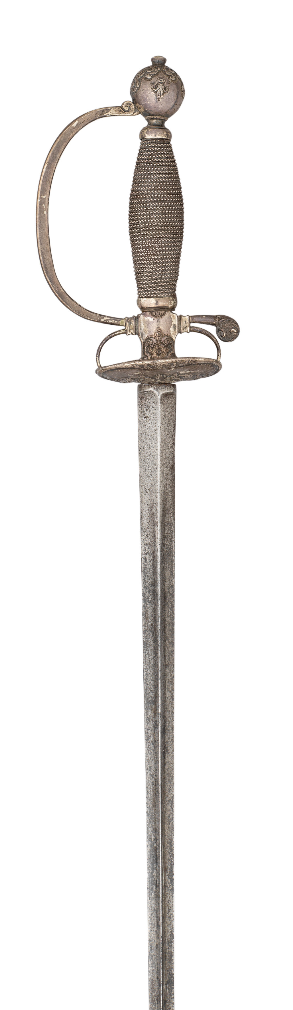 A NORTH EUROPEAN SILVER-HILTED SMALLSWORD^ LATE 17TH CENTURY