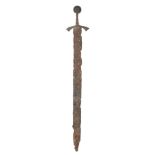 Ⓦ A SWORD IN 14TH/EARLY 15TH CENTURY STYLE^ 19TH CENTURY^ THE POMMEL PROBABLY 14TH/EARLY 15TH CEN
