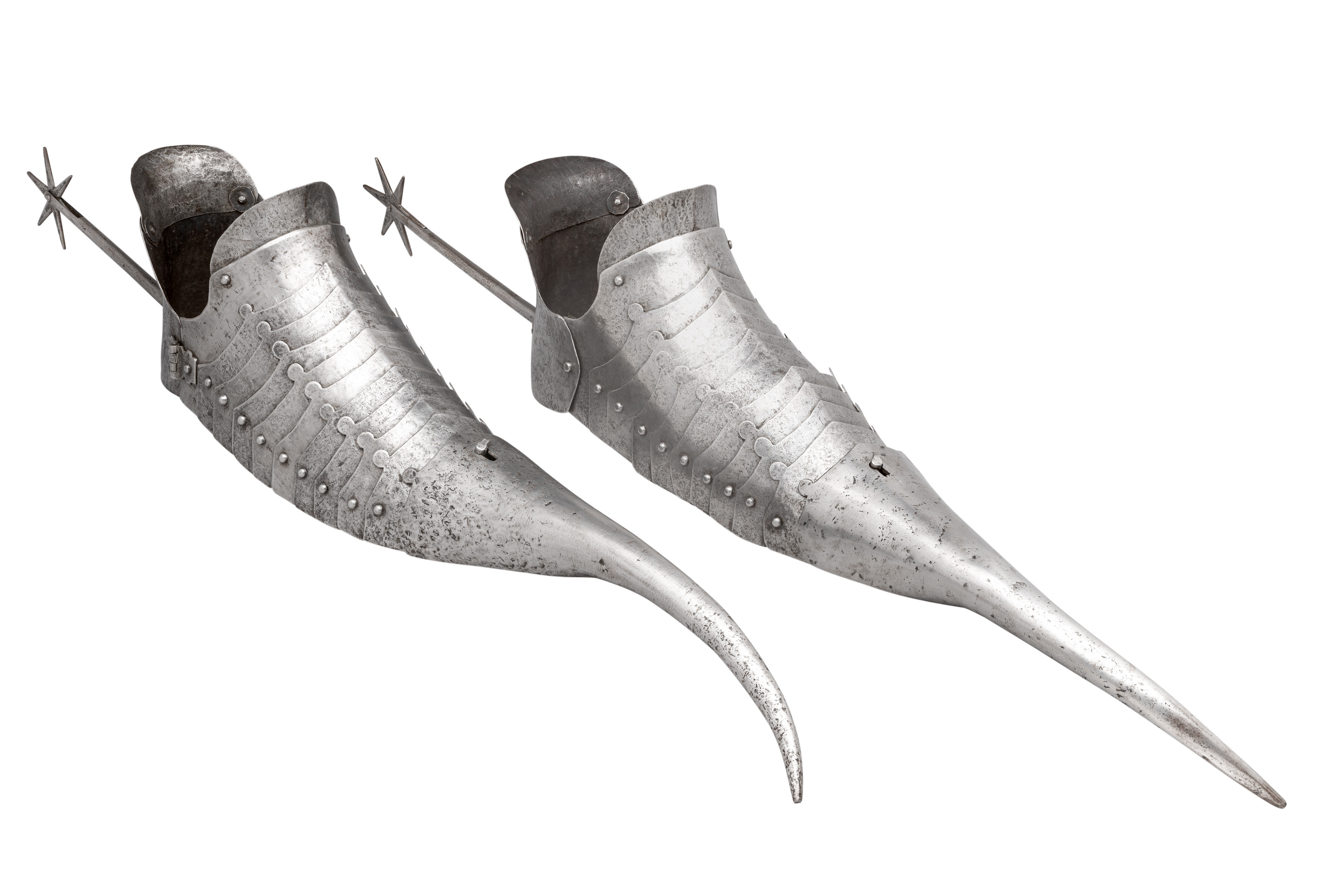 ‡ A PAIR OF SABATONS IN THE GERMAN "GOTHIC" STYLE OF THE LATE 15TH CENTURY^ LATE 19TH CENTURY