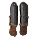 [AP] A PAIR OF INDIAN LAQUERED HIDE ARM DEFENCES (DASTANA), 18TH/EARLY 19TH CENTURY