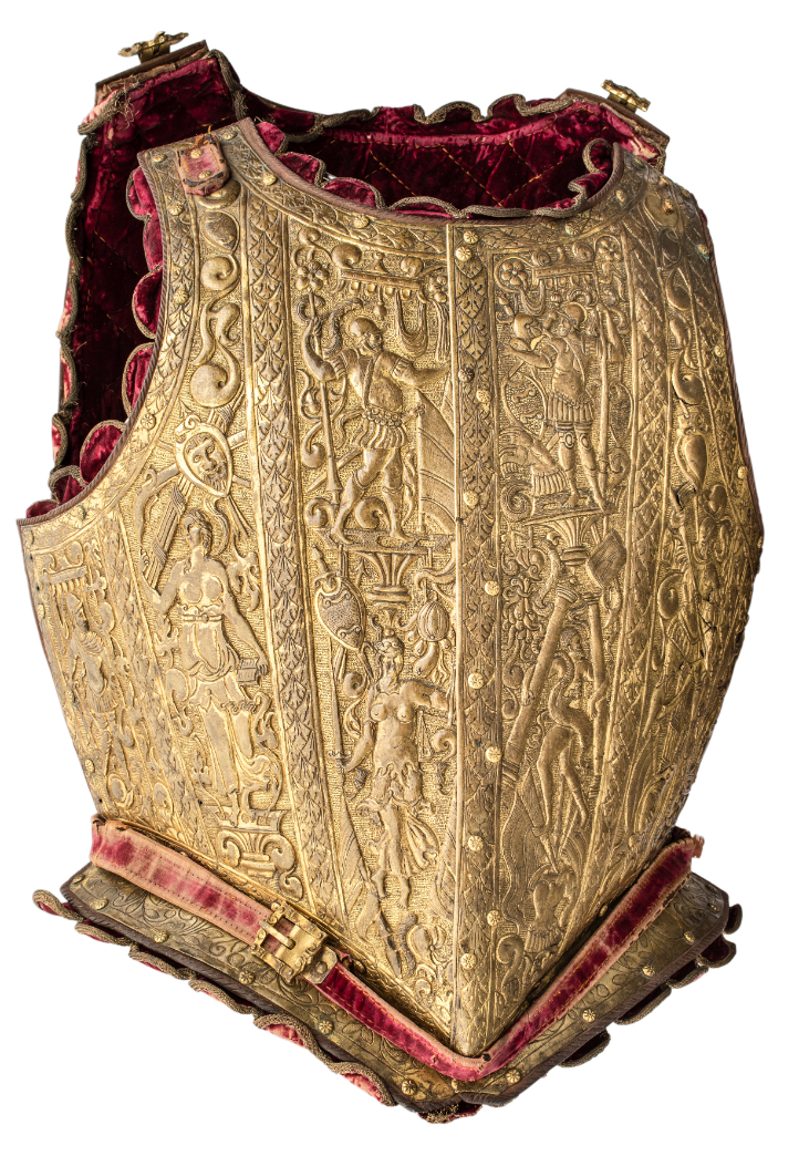 ‡ A FINE AND EXCEPTIONALLY RARE NORTH GERMAN PARADE CUIRASS WITH EMBOSSED AND CHASED DECORATION, LAT - Image 4 of 9