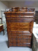 A 19th century continental mahogany secretaire chest CONDITION REPORT: Moulding to