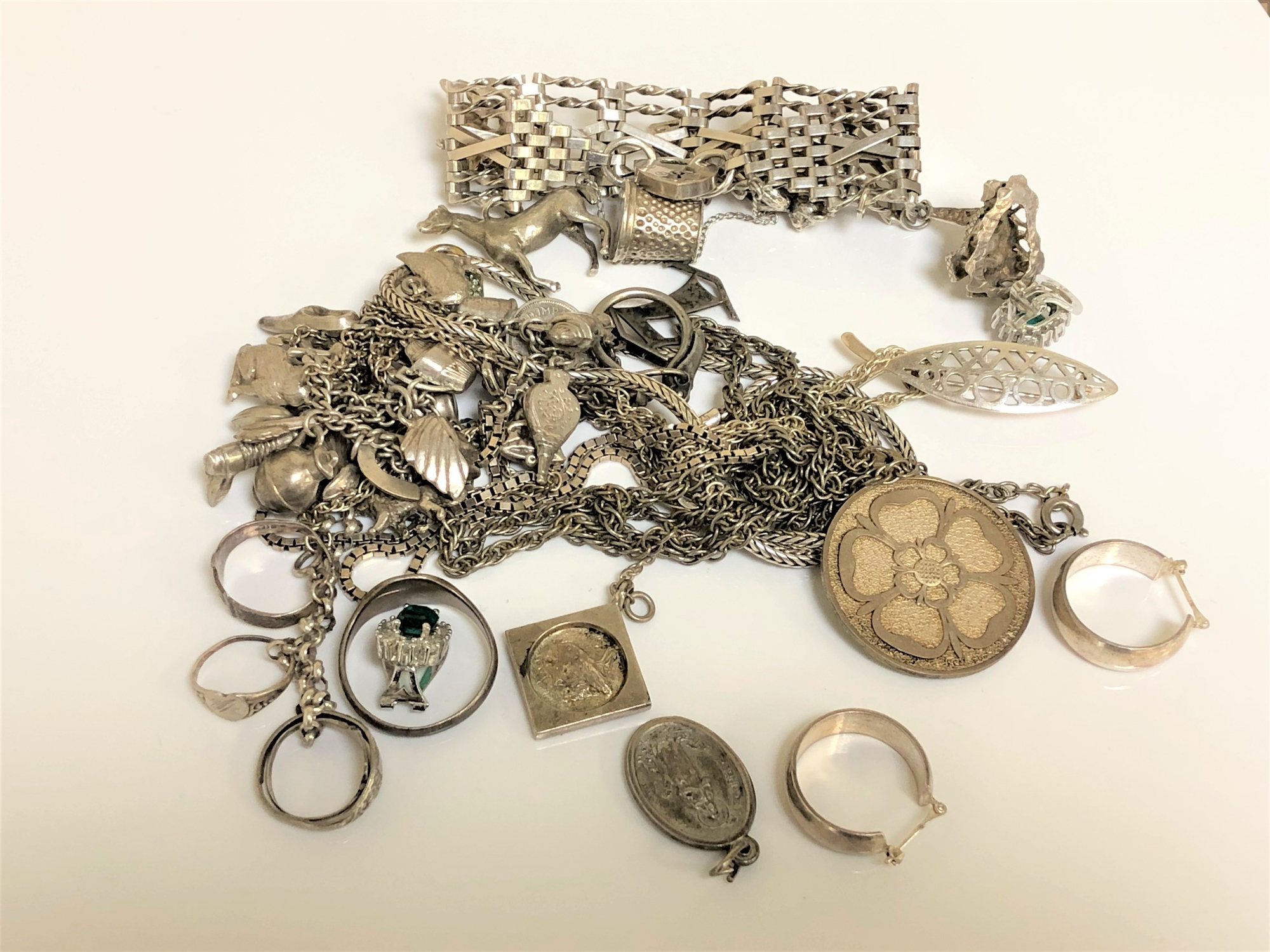 A large quantity of silver jewellery