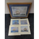 A gilt framed - The Gale Abating, print,