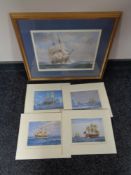 A gilt framed - The Gale Abating, print,