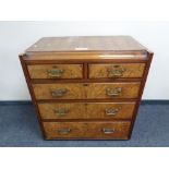 A walnut five drawer chest with brass drop handles (a/f) CONDITION REPORT: The chest