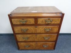 A walnut five drawer chest with brass drop handles (a/f) CONDITION REPORT: The chest