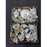 Two boxes of dinner ware, various tea china,