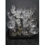 A tray of crystal, glass ware,