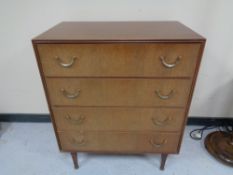 A mid century teak four drawer chest CONDITION REPORT: 93 cm x 76 cm x 46 cm.