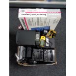 A box of electrical items - head torch, Nokia mobile phone,