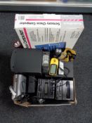 A box of electrical items - head torch, Nokia mobile phone,