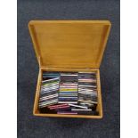 A wood box of CD's