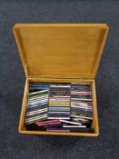 A wood box of CD's