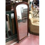 A mahogany framed hall mirror, width 49 cm, height 130 cm.