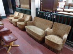 A five piece early twentieth century lounge suite comprising of two seater settee and four chairs