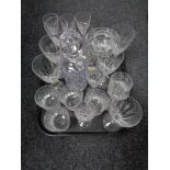 A tray of crystal glass decanter and other glass