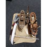 A tray of model ships and boats,