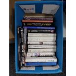 A box of books including The Royal Family,
