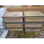 Six plywood metal bound packing crates