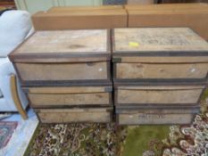 Six plywood metal bound packing crates