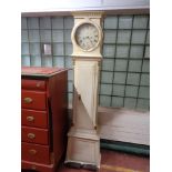 A nineteenth century painted longcase clock with pendulum and two weights