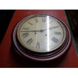 A nineteenth century mahogany circular wall clock CONDITION REPORT: 12" dial.