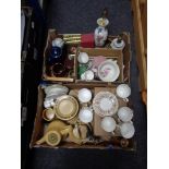 Two boxes of china, ornaments, tea china,