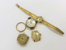 A 9ct gold cased lady's watch face a/f,