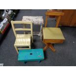 A twentieth century swivel child's desk chair, painted cracket,
