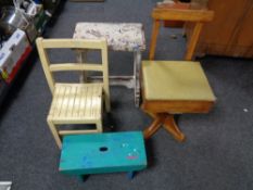 A twentieth century swivel child's desk chair, painted cracket,