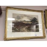 Harry Sticks : View across moorland, watercolour, signed, framed.
