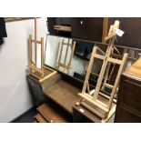 Two pine table topped artist's easels