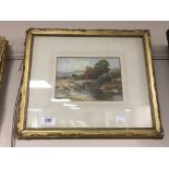 Harry Sticks : A river with bridge beyond, watercolour, signed, framed.