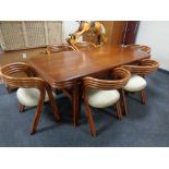 A late twentieth century Danish Rohe dining table together with set of six bentwood elbow chairs