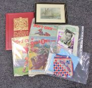 A tray of ephemera and paper items including signed Ken Dodd photograph, signed theatre programme,