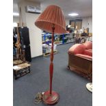An early twentieth century Japanese style standard lamp with shade (red)
