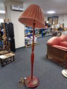 An early twentieth century Japanese style standard lamp with shade (red)