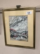 Antoni Sulek : Open Valley Landscape, watercolour with bodycolour, signed, 20 cm x 15 cm, framed.