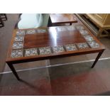 A Danish tiled topped coffee table