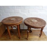 Two Indian carved circular occasional tables
