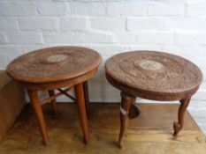 Two Indian carved circular occasional tables